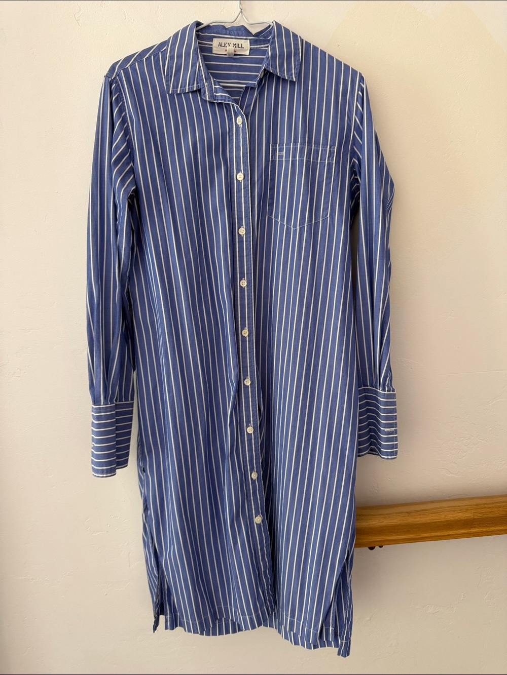 Alex Mill Blue & White Striped Midi Shirt Dress